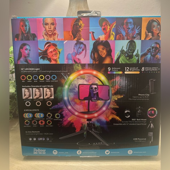 Bower 10” Tabletop Colorful LED Ring Light with Tripod - Picture 7 of 7